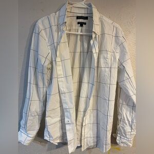 Banana Republic White and Black Grid Shirt Jacket
